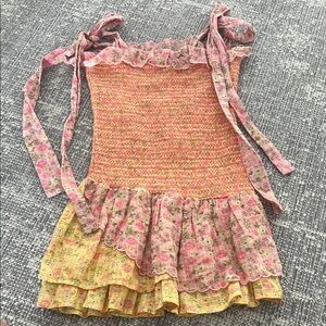 LoveShackFancy Pink and Yellow Mini Dress